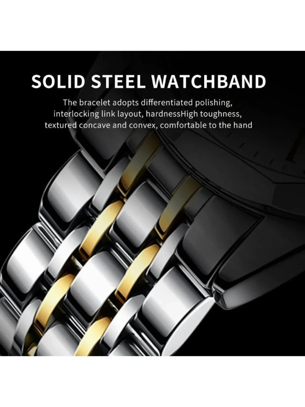 Men Silver Diamond Analog Quartz Stainless Waterproof Luminous Classic Watch